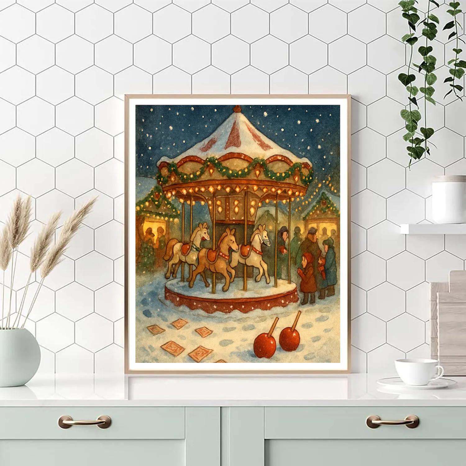 Frosted Carousel At The Winter Fair Paint by numbers kits