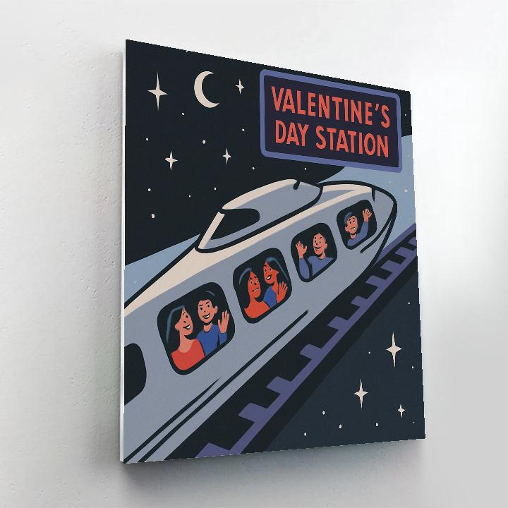 Galactic Train Ride To Valentines Day Station DIY paint by numbers