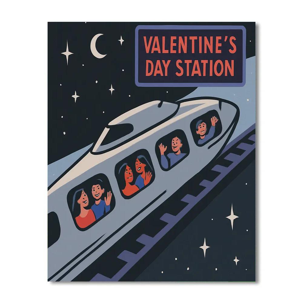 Galactic Train Ride To Valentines Day Station DIY paint by numbers
