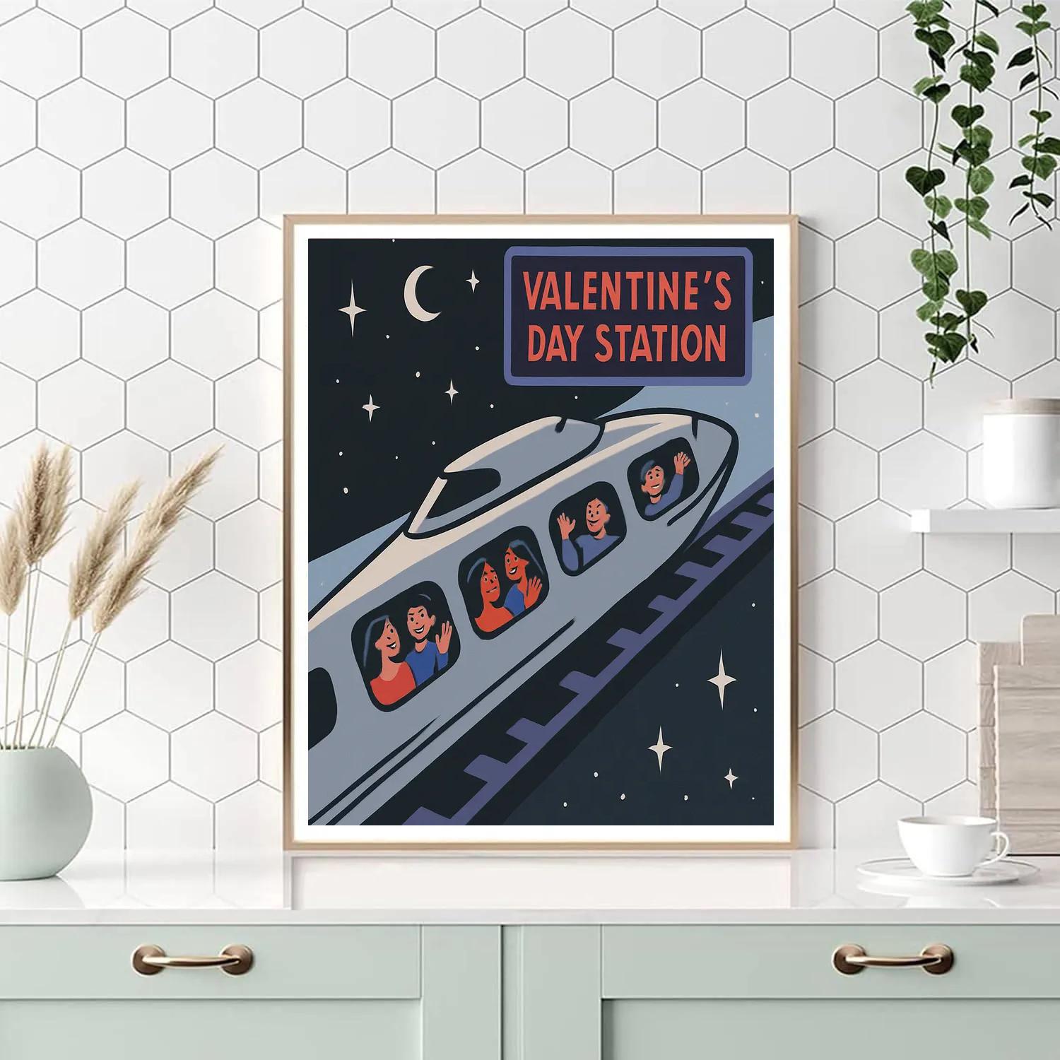 Galactic Train Ride To Valentines Day Station DIY paint by numbers