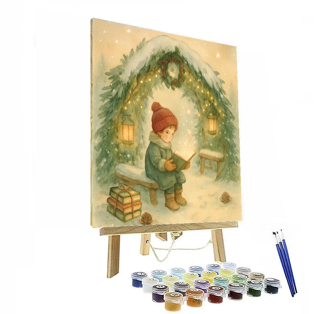 Snowy Library Of Evergreen Arches Number painting