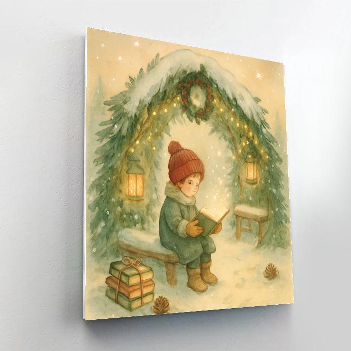 Snowy Library Of Evergreen Arches Number painting