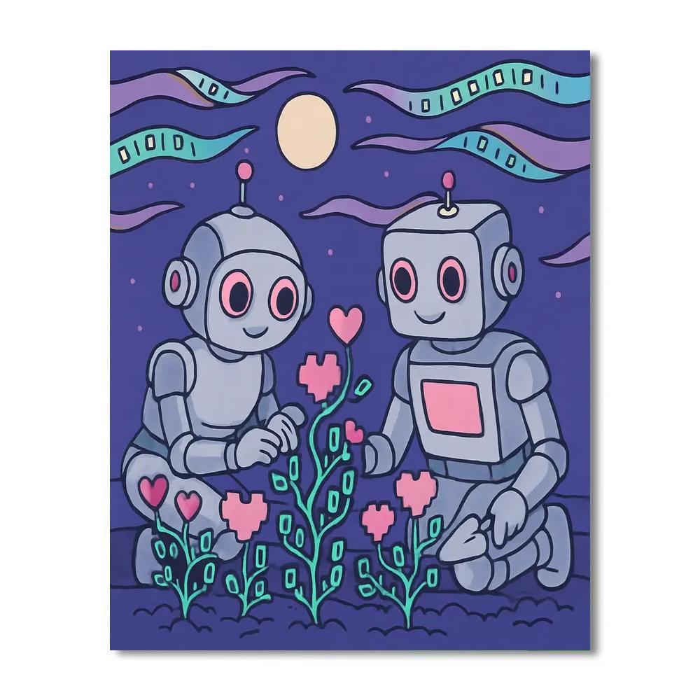 Garden Of Binary Hearts Valentines Day Edition paint by color