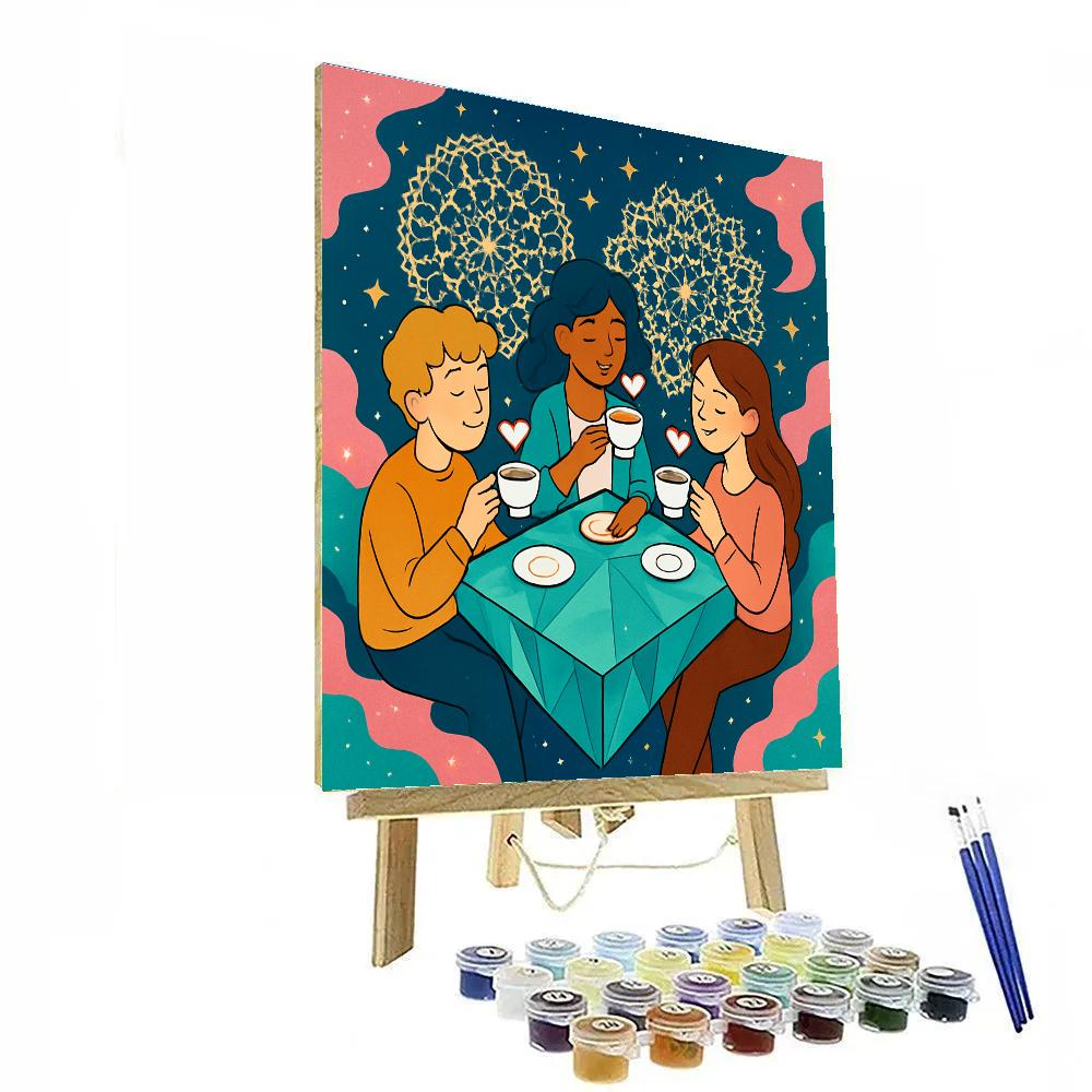 Valentines Day Nebula Tea Party Numbered painting kits