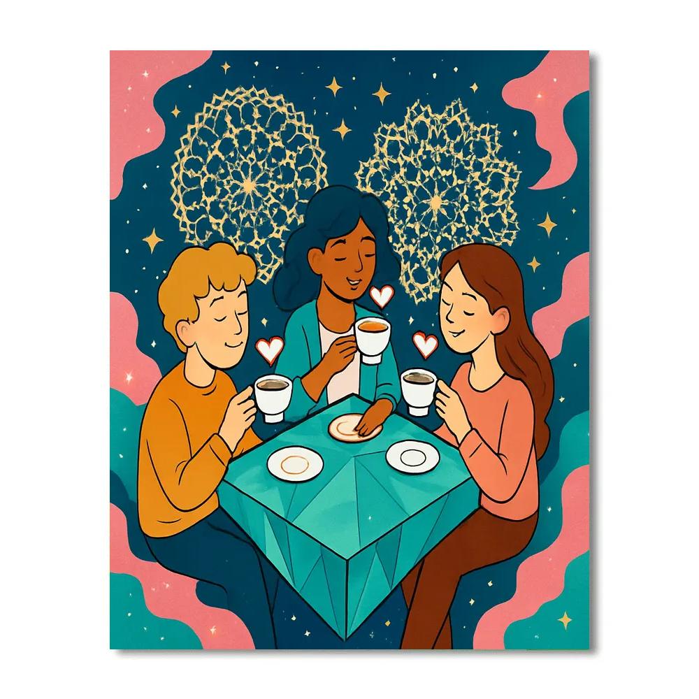 Valentines Day Nebula Tea Party Numbered painting kits