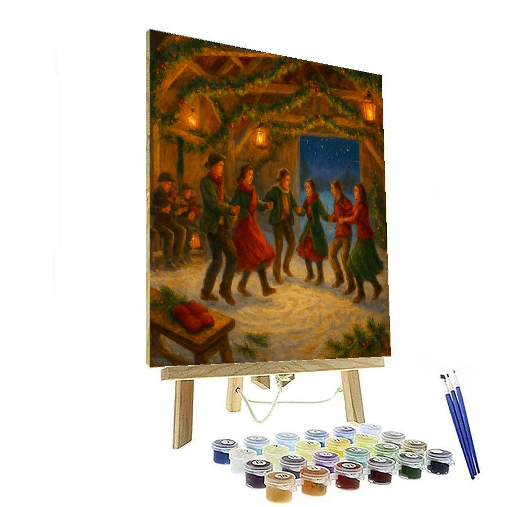 Candlelit Barn Dance In Falling Snow paint by color
