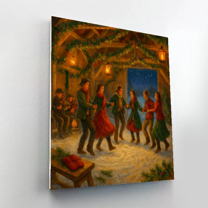 Candlelit Barn Dance In Falling Snow paint by color