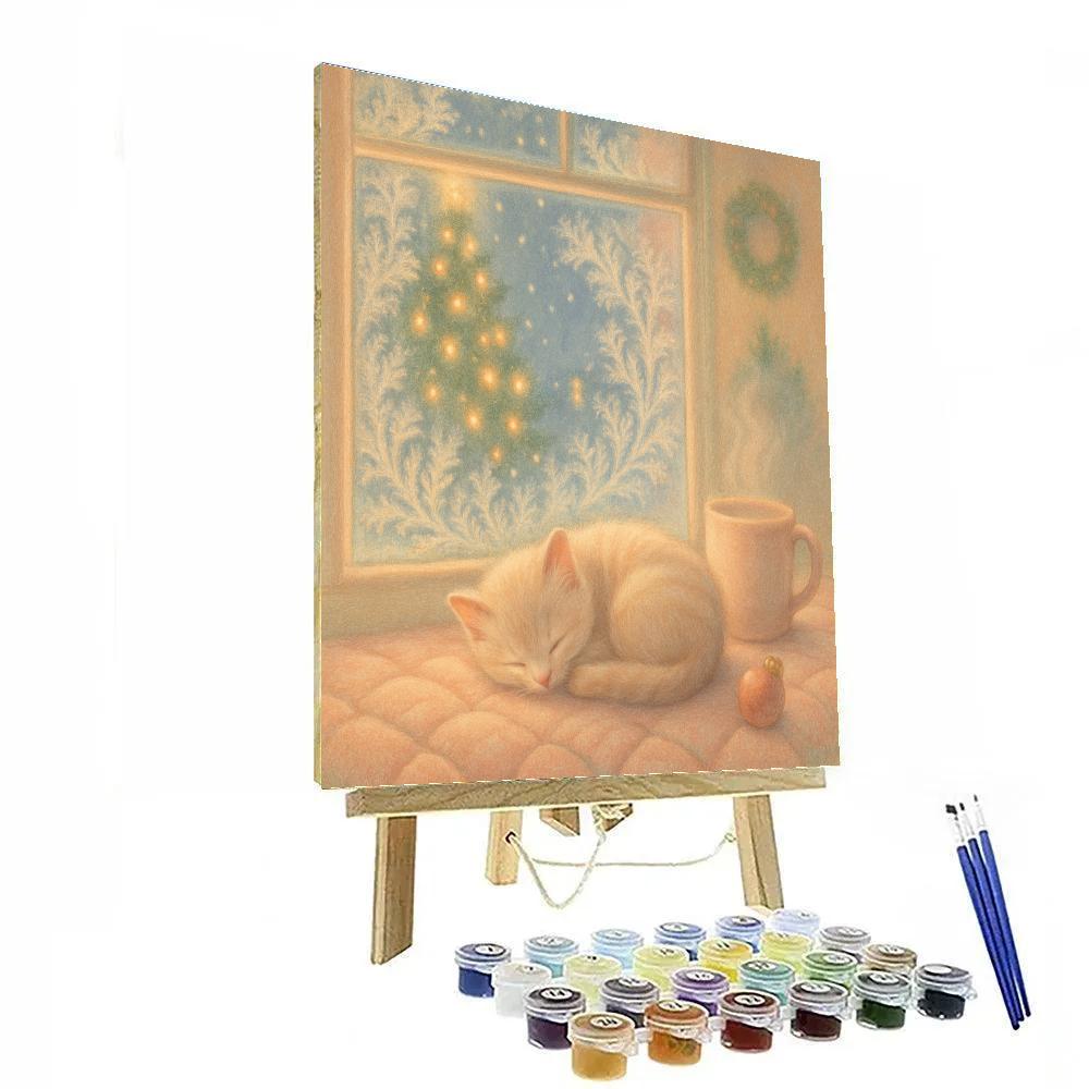 Frost Flower Window And The Sleeping Kitten Number painting