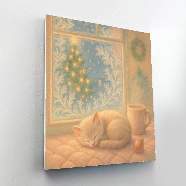 Frost Flower Window And The Sleeping Kitten Number painting