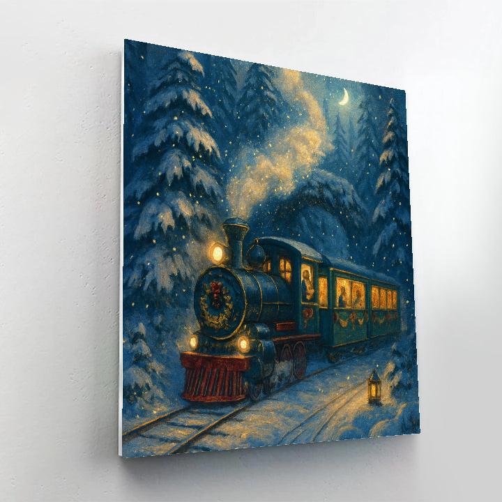 The Winter Tea Train Through Pine Tunnels Numbered painting kits