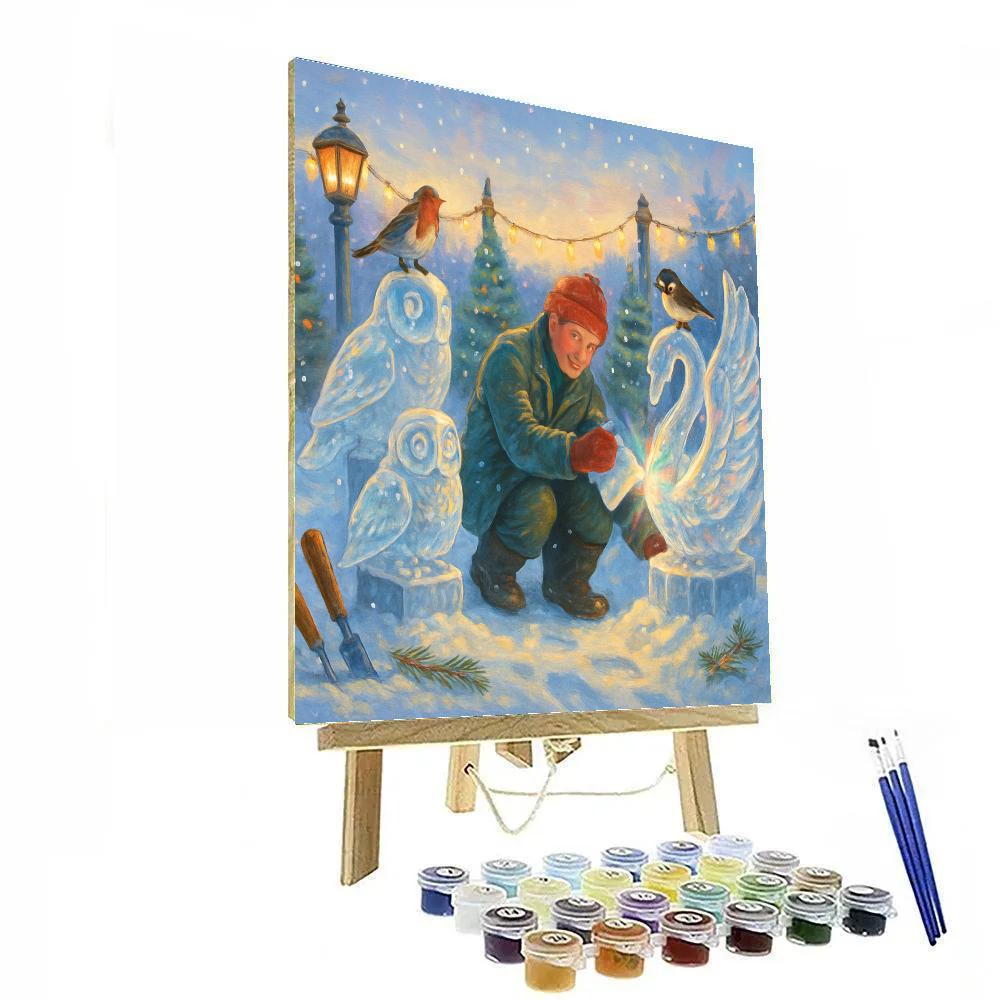 Ice Sculpture Garden Of Holiday Birds Painting by numbers kit