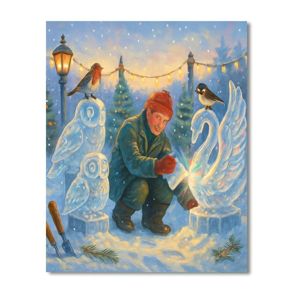 Ice Sculpture Garden Of Holiday Birds Painting by numbers kit