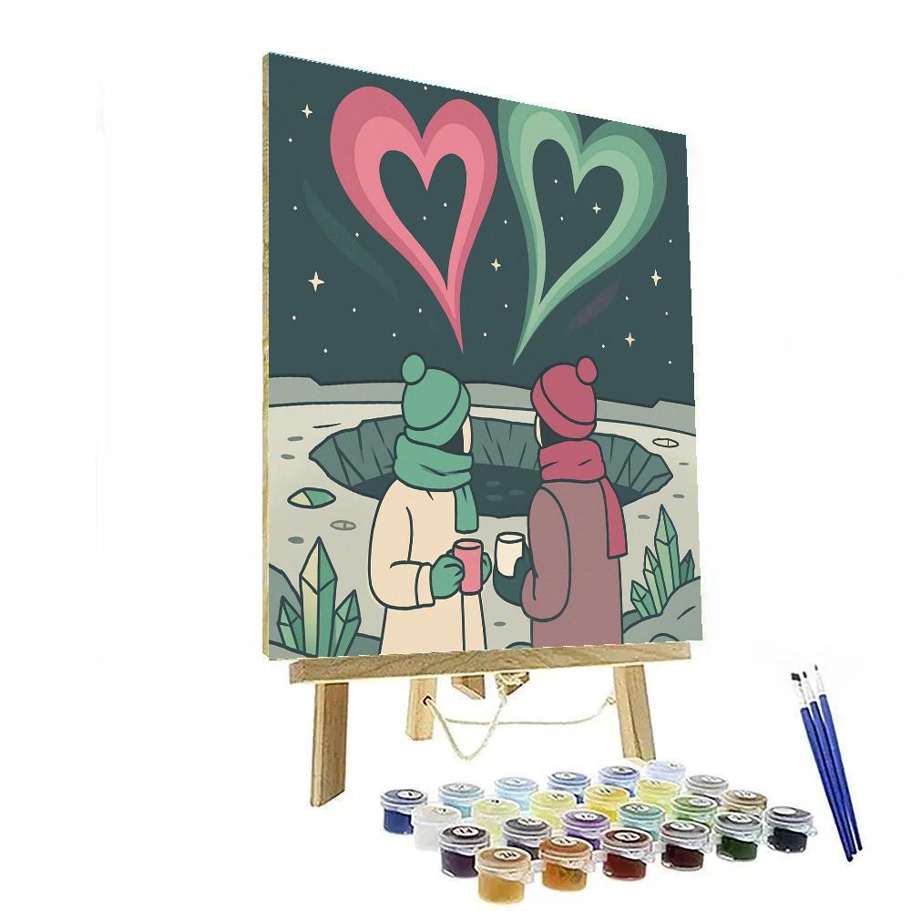 Valentines Day Aurora Over Crystal Crater paint by numbers