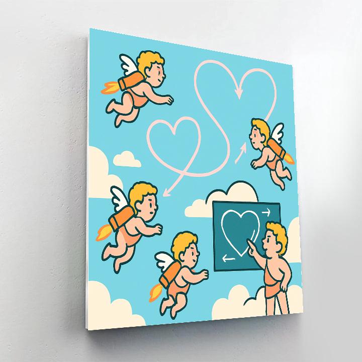 Cupid Cadets Valentines Day Flight School Number painting