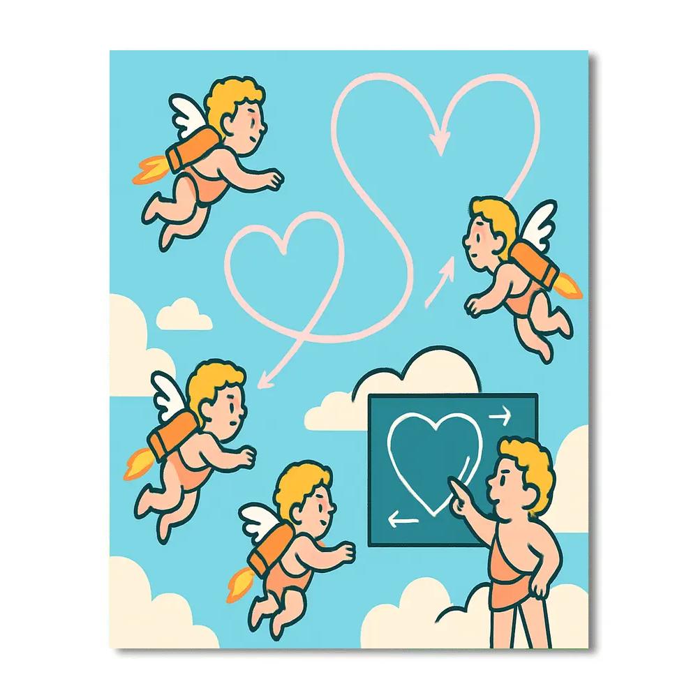 Cupid Cadets Valentines Day Flight School Number painting
