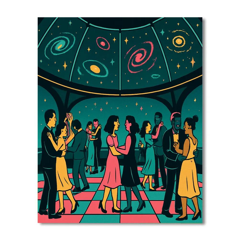 Valentines Day Starship Dance Floor paint by numbers