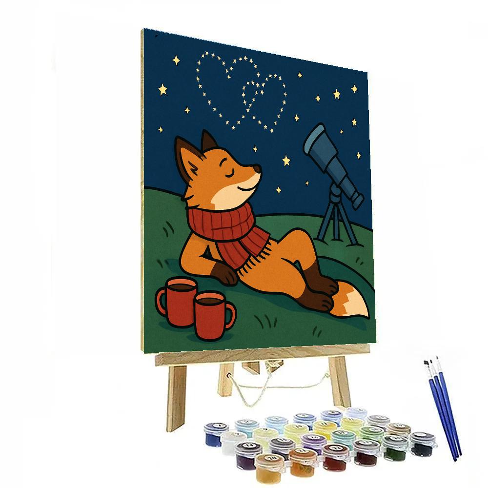 Stargazing Fox On Valentines Day Hill Paint by numbers art