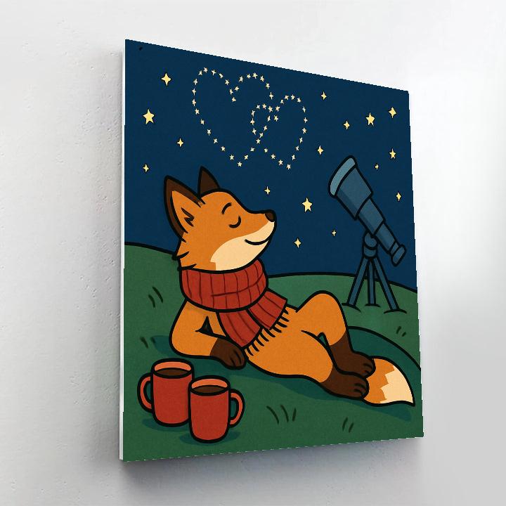 Stargazing Fox On Valentines Day Hill Paint by numbers art