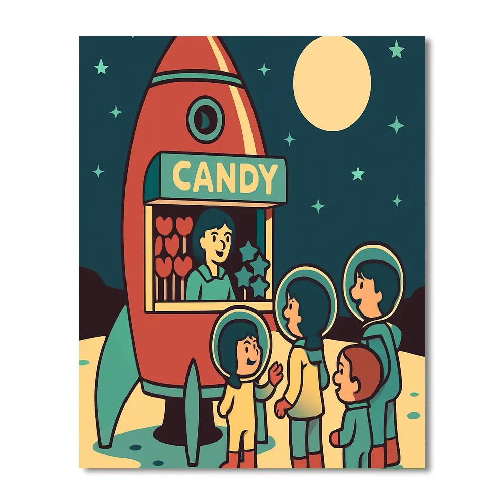 Rocket Shaped Candy Shop Valentines Day Special DIY paint by numbers