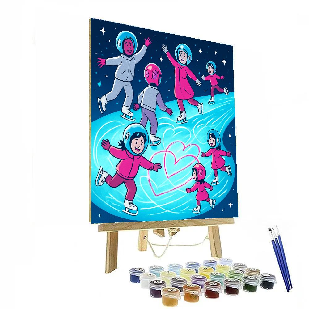 Valentines Day Comet Ice Skating Rink DIY paint by numbers
