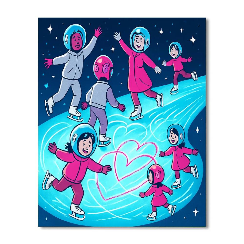 Valentines Day Comet Ice Skating Rink DIY paint by numbers