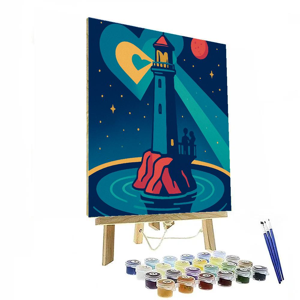 Valentines Day Signal Lighthouse On Saturn Sea DIY paint by numbers