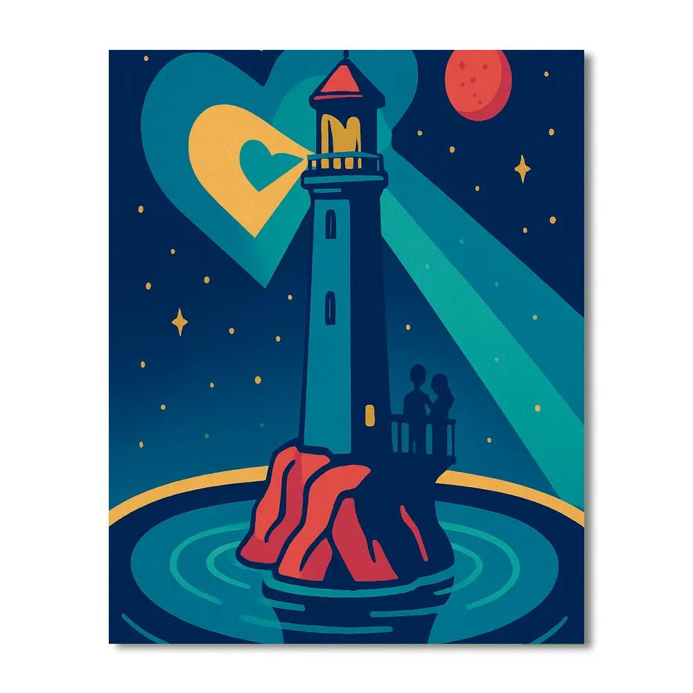 Valentines Day Signal Lighthouse On Saturn Sea DIY paint by numbers