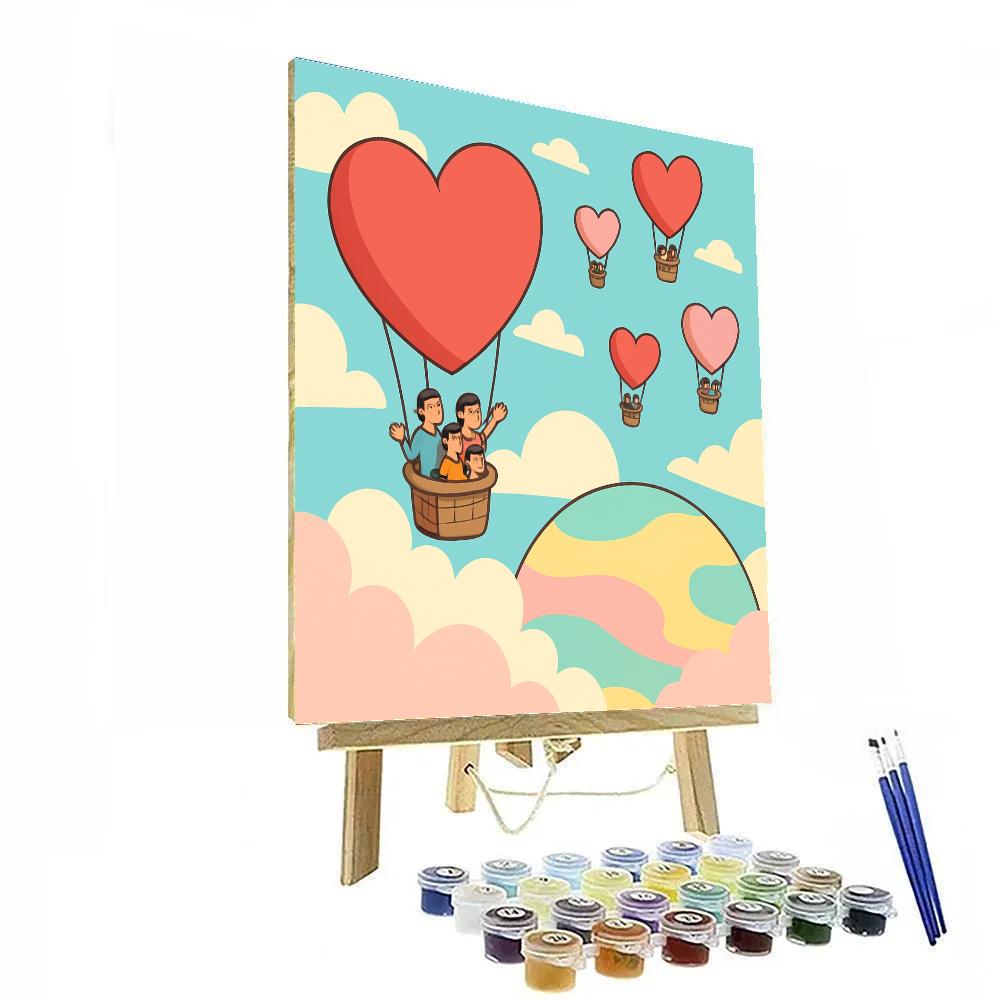 Cosmic Hot Air Hearts Valentines Day Voyage paint by color