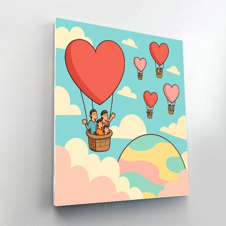 Cosmic Hot Air Hearts Valentines Day Voyage paint by color