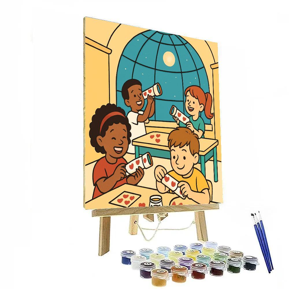 Valentines Day Telescope Workshop For Little Astronomers painting number kit