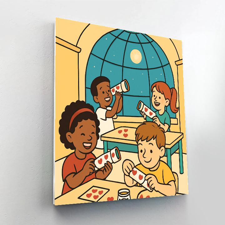 Valentines Day Telescope Workshop For Little Astronomers painting number kit