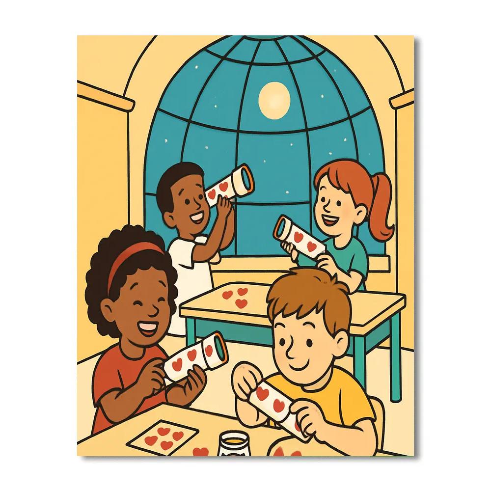 Valentines Day Telescope Workshop For Little Astronomers painting number kit