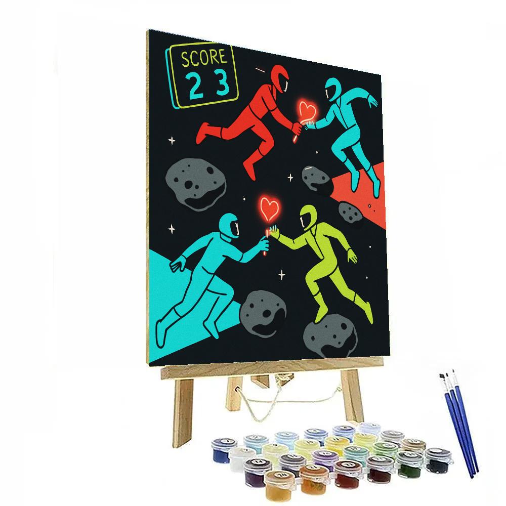 Asteroid Belt Valentines Day Relay Race paint by color