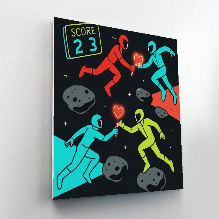 Asteroid Belt Valentines Day Relay Race paint by color