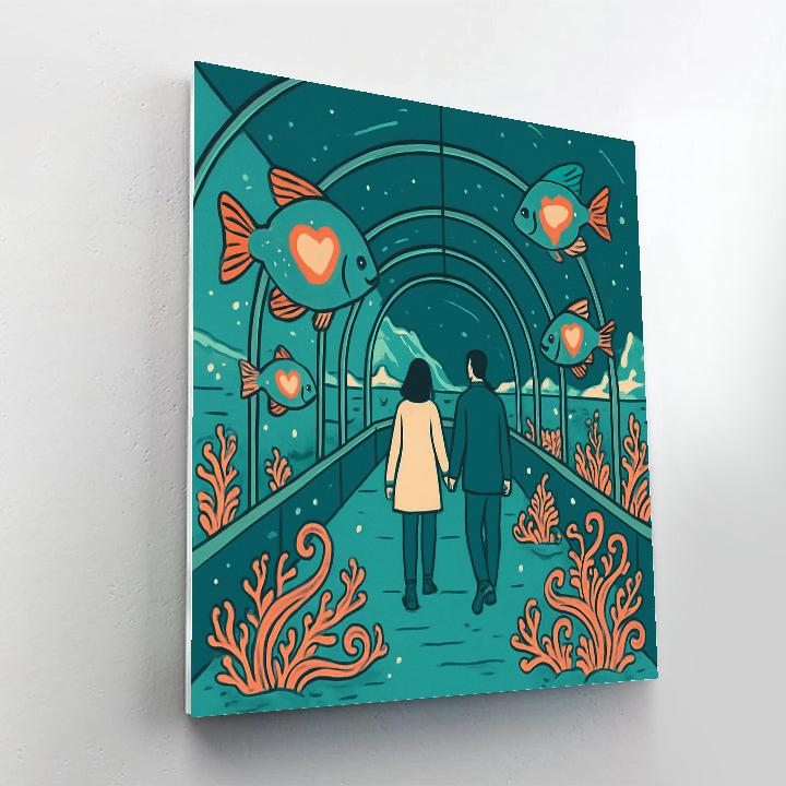 Undersea Moon Dome Valentines Day Aquarium Walk painting number kit