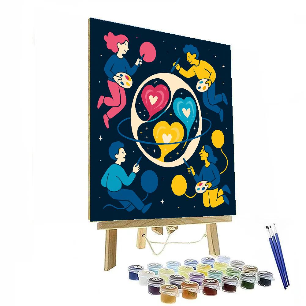 Valentines Day Zero Gravity Painting Studio Paint by numbers kits