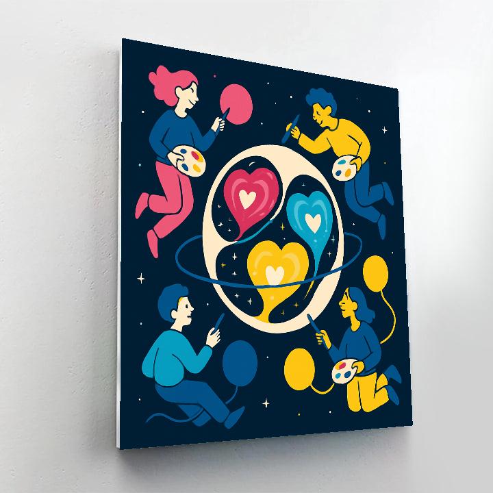 Valentines Day Zero Gravity Painting Studio Paint by numbers kits