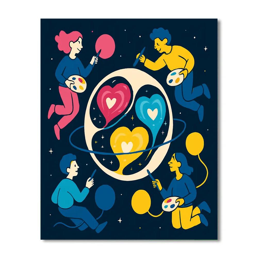 Valentines Day Zero Gravity Painting Studio Paint by numbers kits