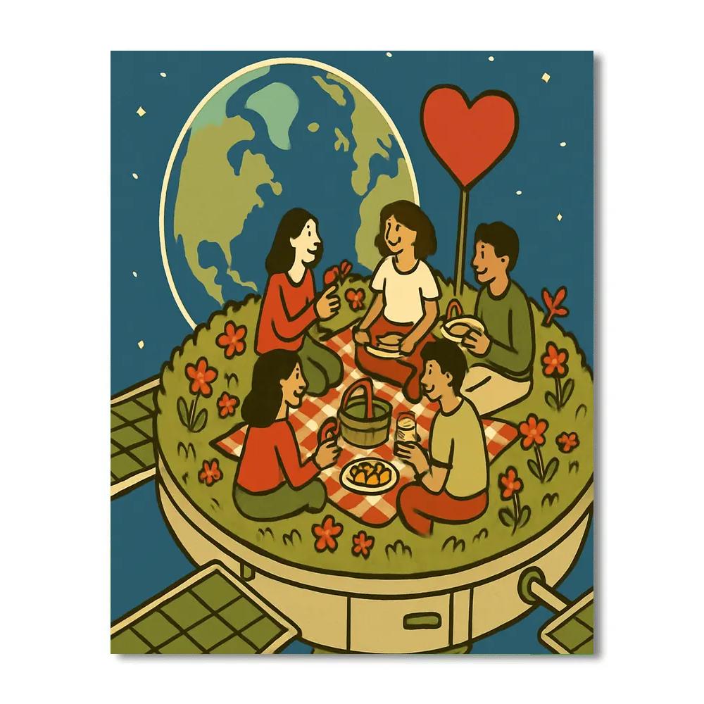 Satellite Garden Valentines Day Gathering painting number kit
