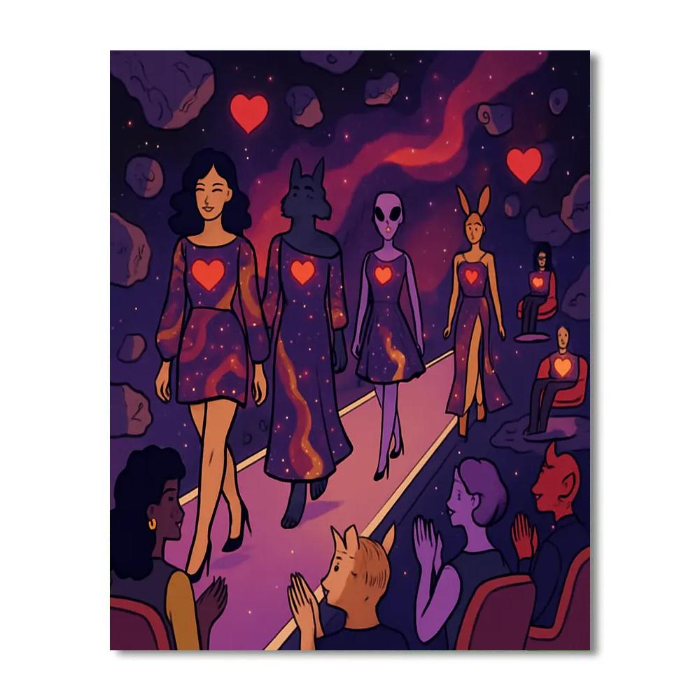 Valentines Day Galactic Fashion Parade painting number kit