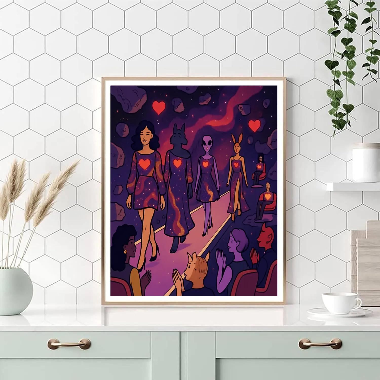 Valentines Day Galactic Fashion Parade painting number kit