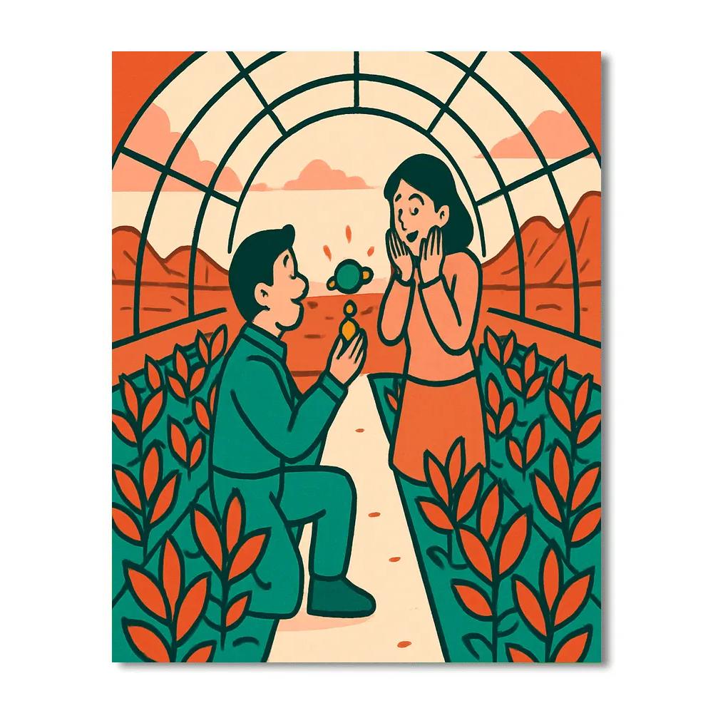Martian Greenhouse Valentines Day Proposal Numbered painting kits