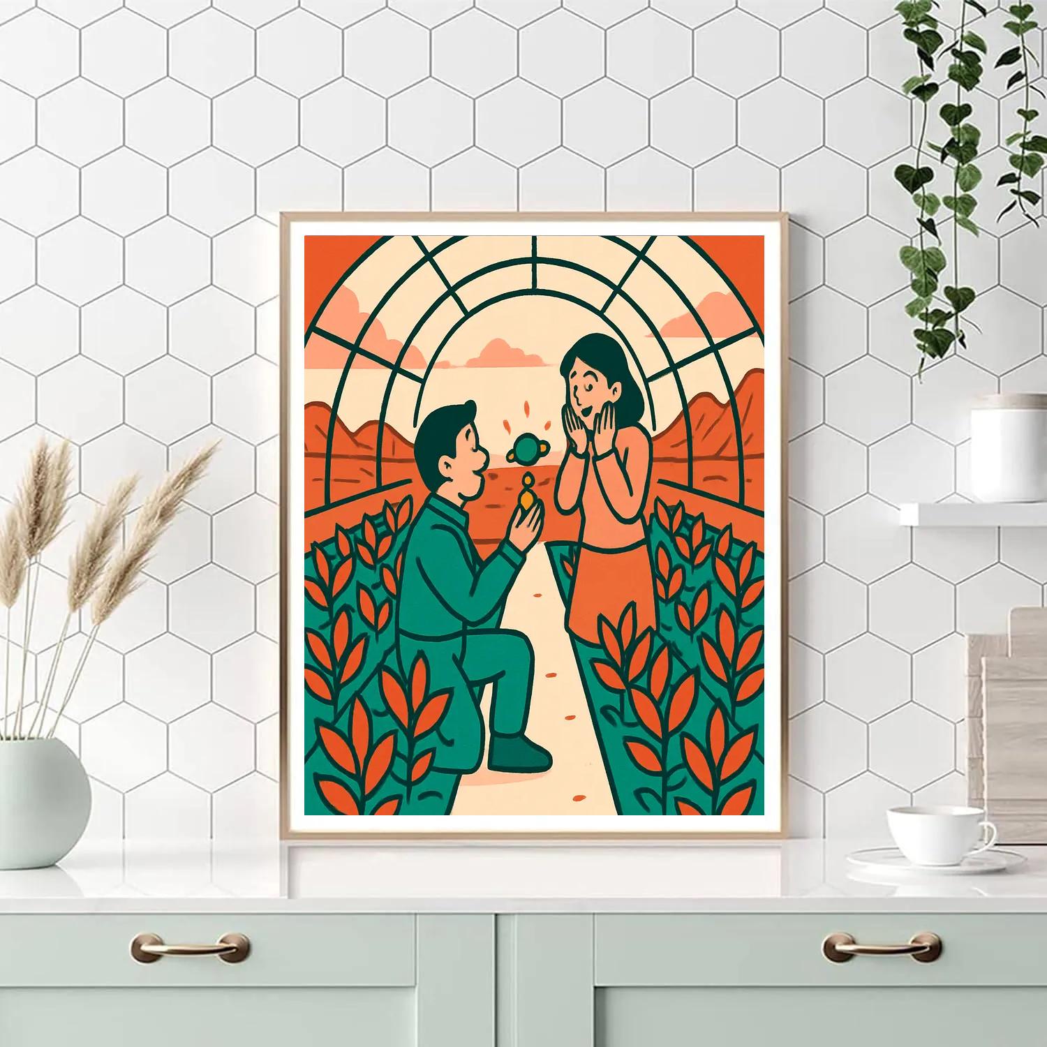 Martian Greenhouse Valentines Day Proposal Numbered painting kits