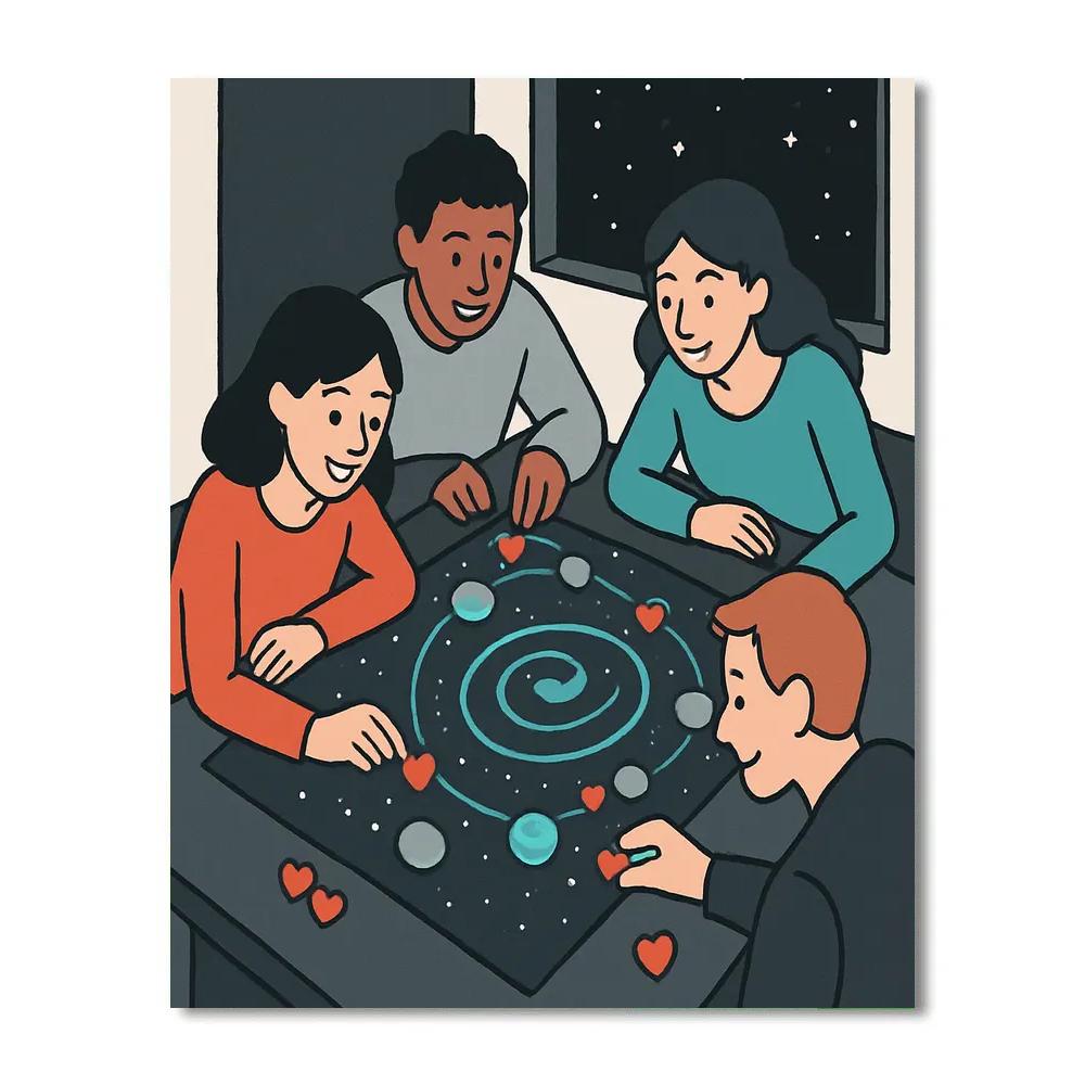 Valentines Day Cosmic Board Game Night Paint by numbers kits