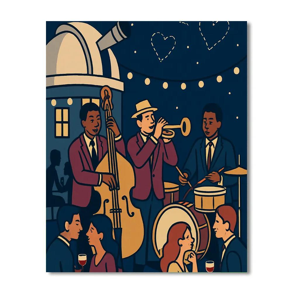 Valentines Day Observatory Rooftop Jazz Night paint by numbers