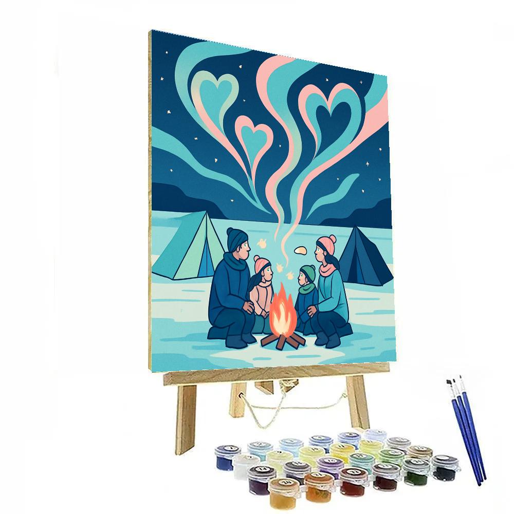 Valentines Day Aurora Camping On An Ice Planet paint by number