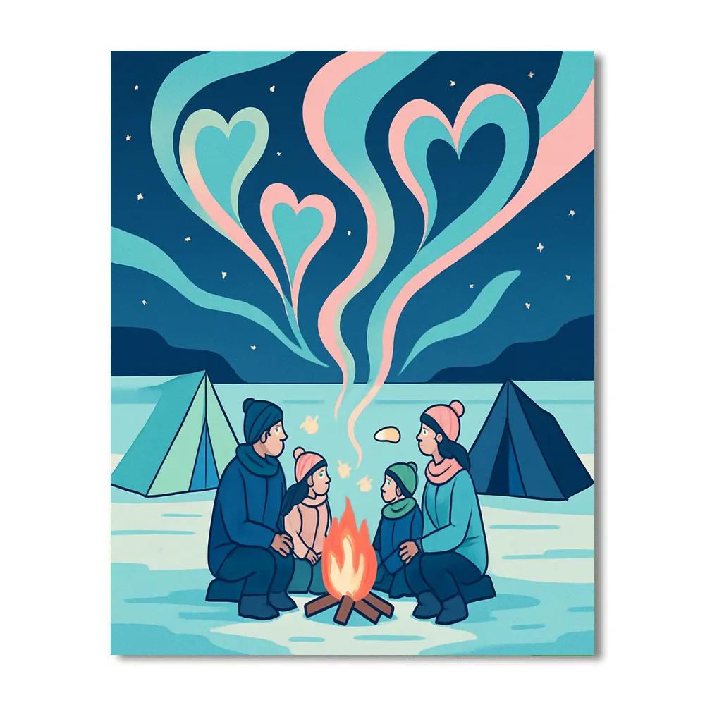 Valentines Day Aurora Camping On An Ice Planet paint by number