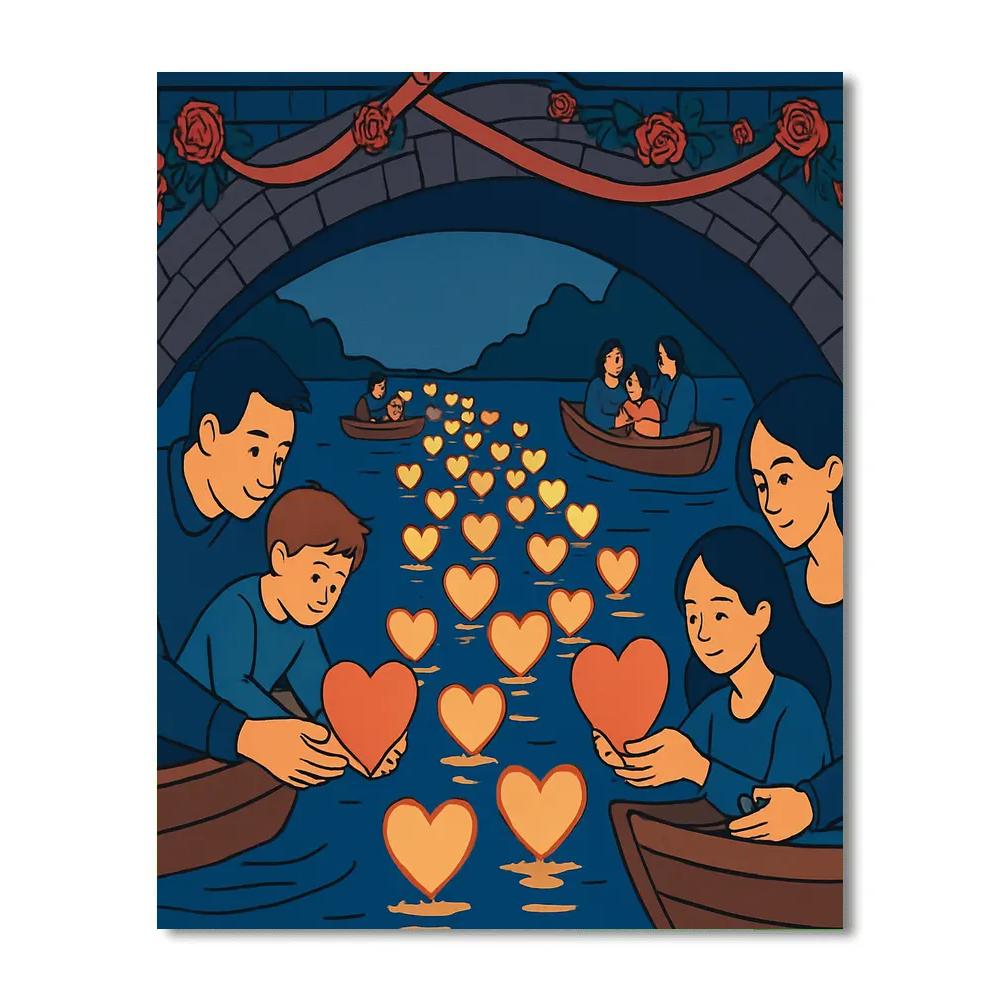 Valentines Day Lantern River Parade Paint by numbers kits