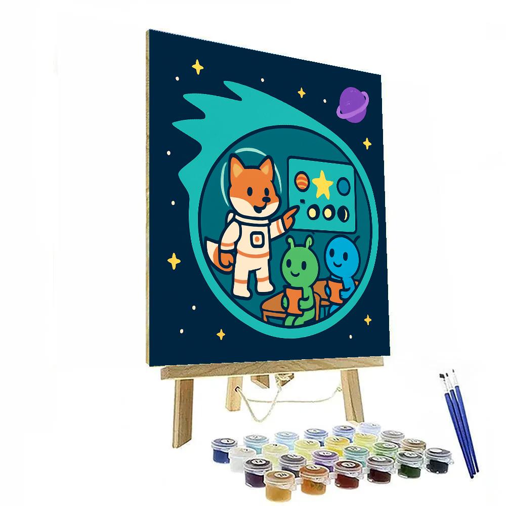 Comet Classroom With Astro Fox Number painting
