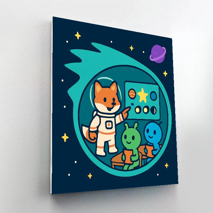Comet Classroom With Astro Fox Number painting